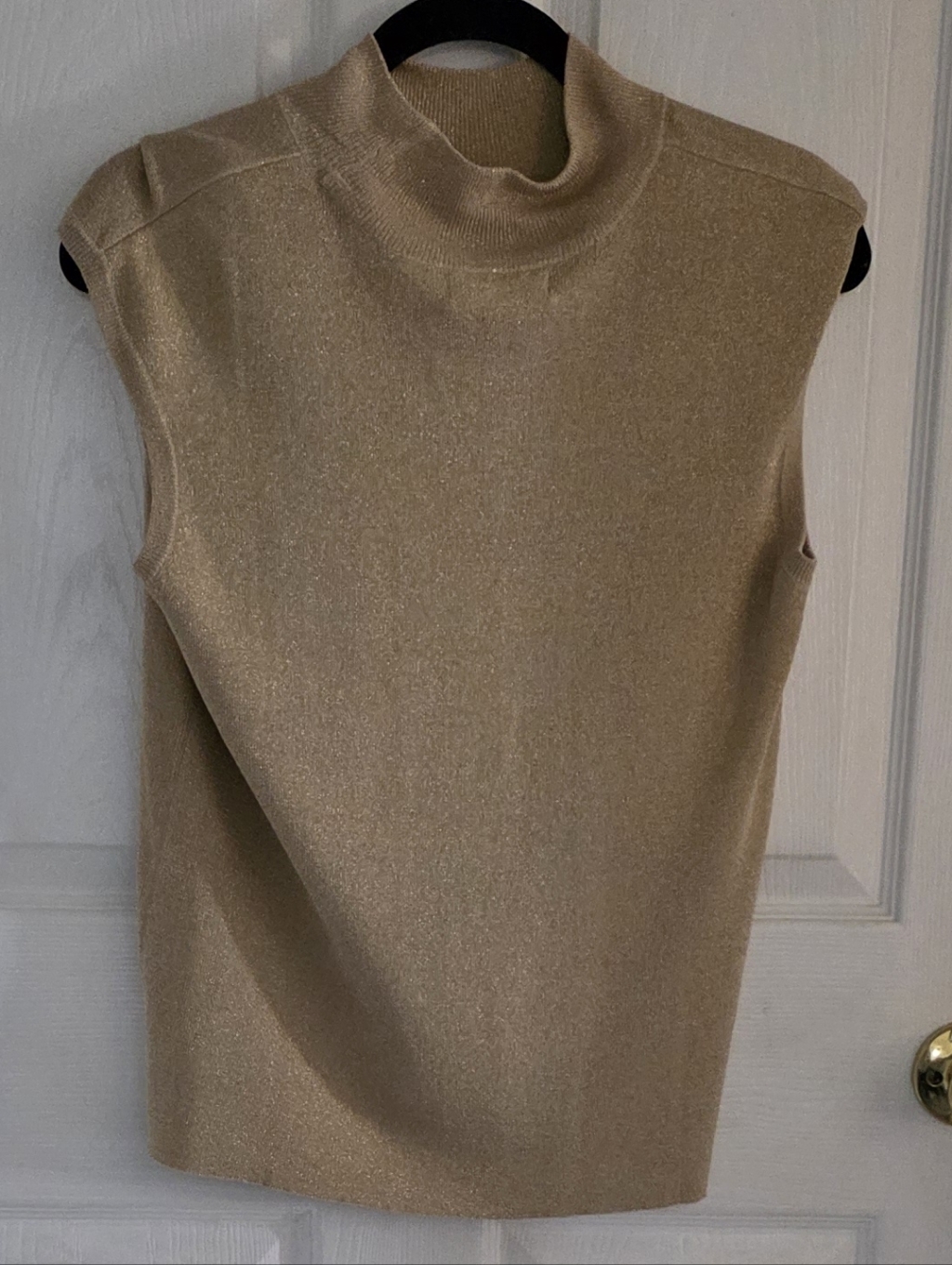 Coldwater Creek Sleeveless Mock Neck Knit Top In Gold With Shimmer
